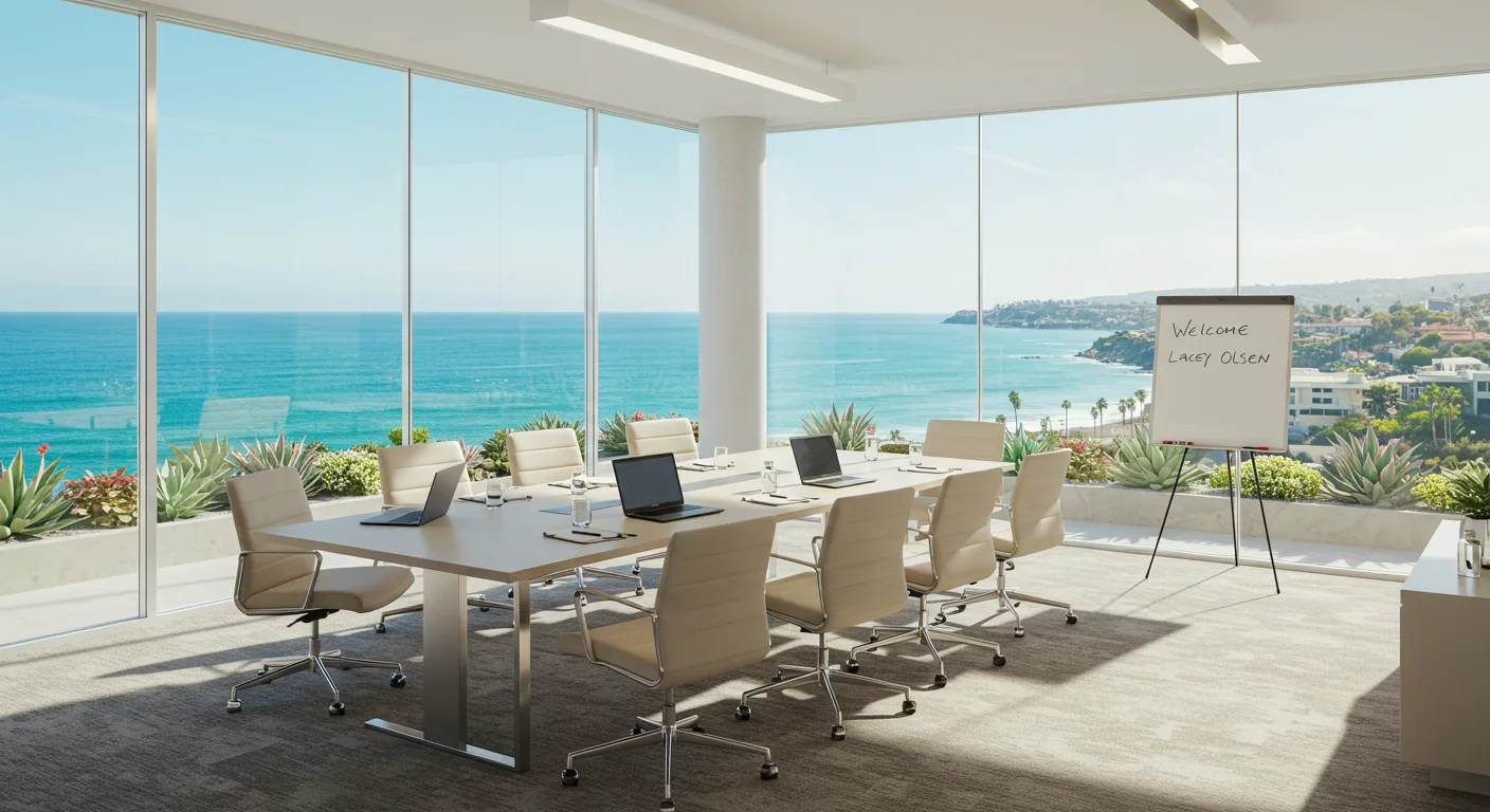 Conference table and workshop easel overlooking the La Jolla coast